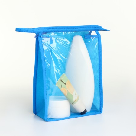 Cosmetic bag with zipper, cornflower color-4
