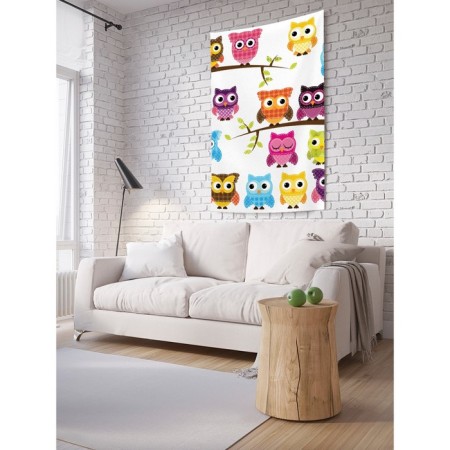 Decorative panel with photo printing "Sleepy owls", vertical, size 100x150 cm