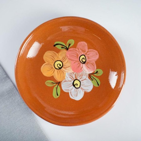 Set for pancakes 7 items: 1 pc. Pancake, 6 pcs. plates, with painting, multi -flowers-3
