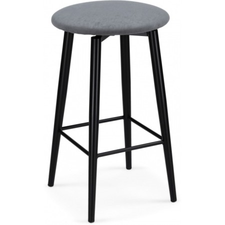 Haric gangtock stool spinning silver, metal/velor, black/gray 36x36x64 cm-1