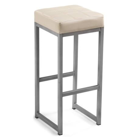Baric stool Khurkroks Metal/Ecokuzha, gray/beige 36x36x81 cm-3