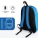School backpack of textiles with lightning, external pocket, blue color