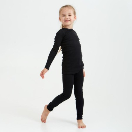 Children's thermal underwear (longshit, leggings) Black color, height 128 cm-2