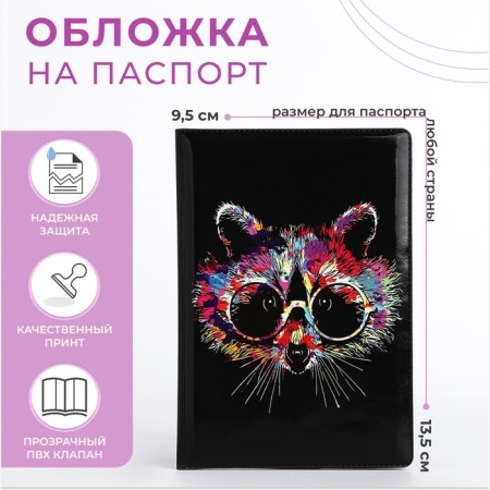 Cover for passport, black color