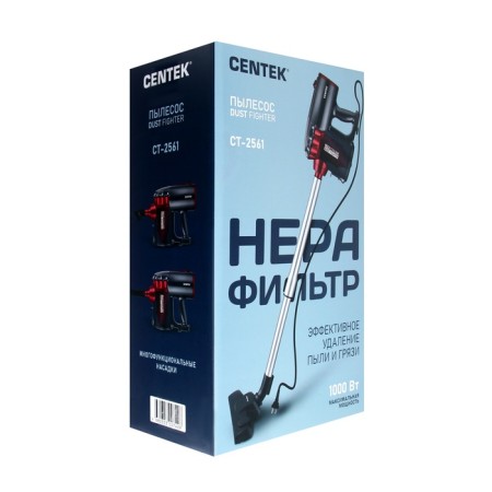 Vacuum cleaner Centek CT-2561, vertical, 1000/150 W, 0.5 l, black and red-12