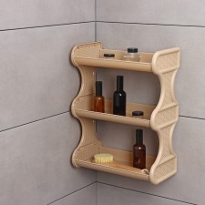 Rattan bathroom shelf, 3-long, 32 × 17 × 41.8 cm, sea sand color