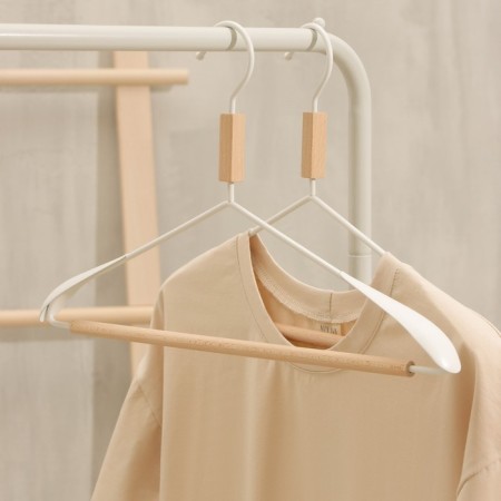 Shoulders - clothes hanger with reinforced shoulders Ladoom Laconique, 42 × 24 × 3.2 cm, white color-1