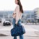Road bag with zipper, outer pocket, long belt, blue/black color
