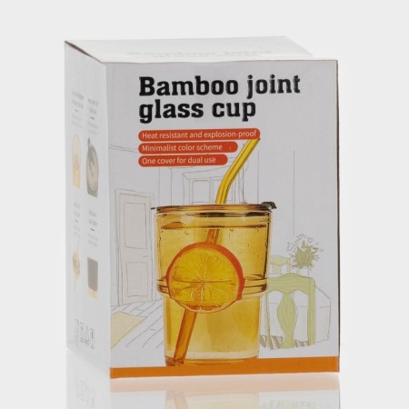 Glass glass with a lid and a tube, 450 ml-6