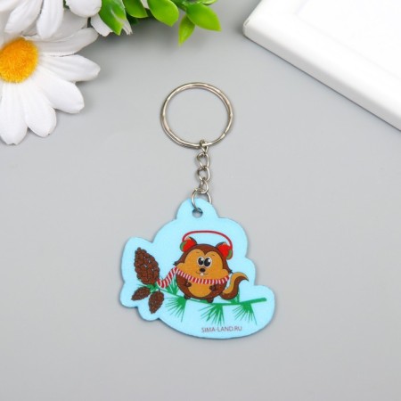 EVA keychain "Squirrel in headphones on a spruce branch with cones" 5x5 cm