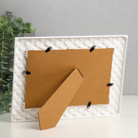 Photo frame plastic in 2 photos 10x15 cm "knitting" white 21x28 cm-3