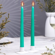 A set of antique candles, 2.2x 25 cm, lacquered 2 pieces, green