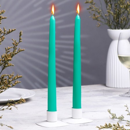 A set of antique candles, 2.2x 25 cm, lacquered 2 pieces, green