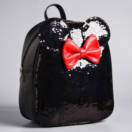 Baby backpack with sequins, 27 cm x 23 cm x 10 cm, "mouse with a bow", Minnie Mouse-2
