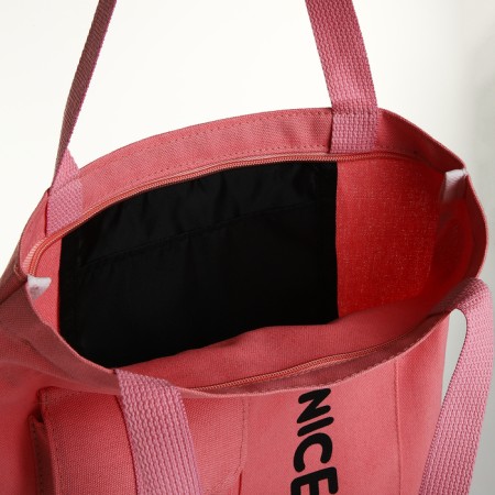 Soper bag with lightning, from textiles, pink color-2