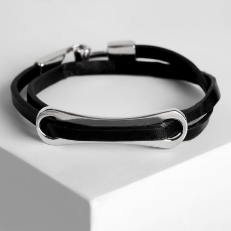 Bracelet Leather "Shaman" Plave, Color silver, 35.5 cm-1