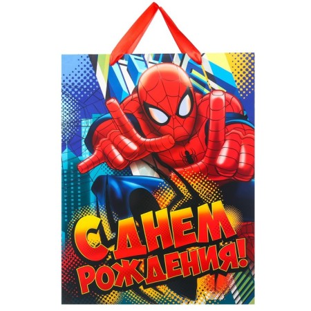 Gift package "Happy Birthday" 31x40x11 cm, packaging, spider-man-1