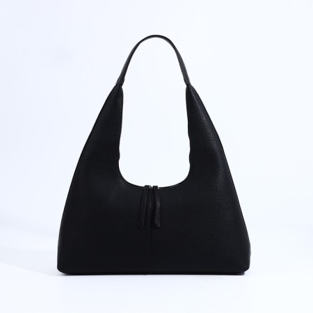 Soper bag with zipper, black color