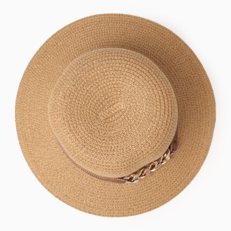 Women's hat with a chain minku beige color, rn 58-1