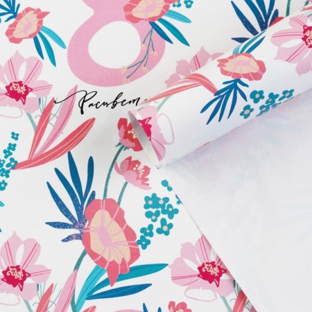 Glossy packaging paper "March 8", 70 x 100 cm