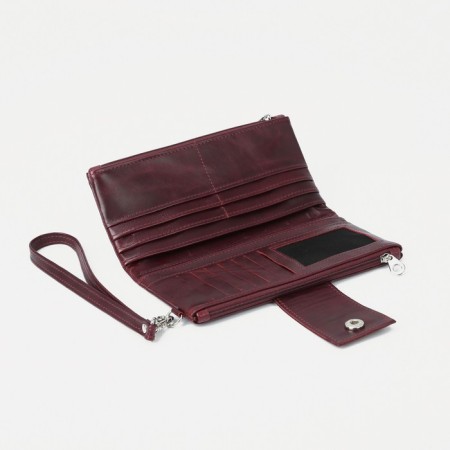 Women's wallet on the button, burgundy color-2