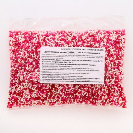 Confectionery sprinkling with the soft center "Bead": pink, red, silver, 500 g-2