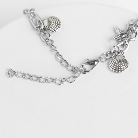 Bracelet on the leg "Sea signs" Color silver, l = 22 cm-1