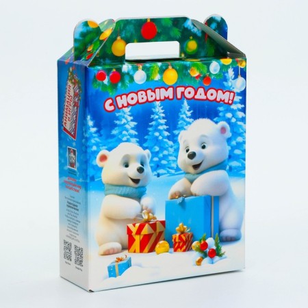 New Year. Gift box New Year's gift "Cute Bears" with animation 16.8 x 6.8 x 20, 9 cm.-2