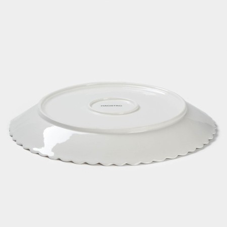 Porcelain dining porcelain Magistro "Flower", D = 25 cm, white color-6