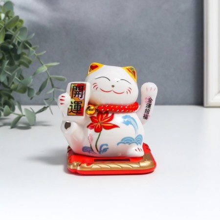 Pendulum ceramics "manei-nako with flower" from solar batteries 10x8.3x9.7 cm