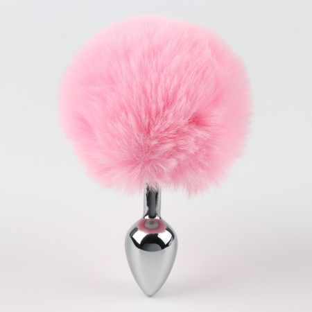 Anal traffic jam with a fluff of the oksa, silver sleeve 28 mm, tail 90 mm, pink