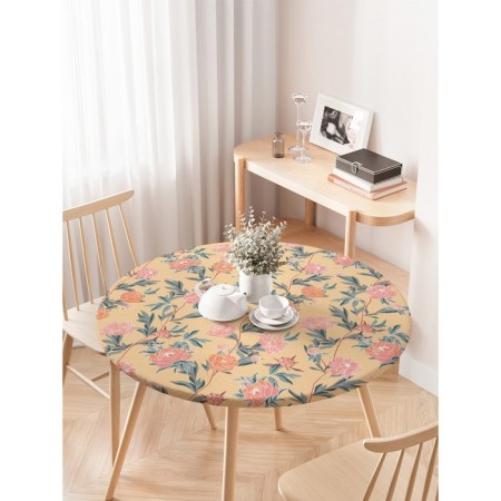 Tables on the table "Flower weaving", round, oxford, elastic band, size 120x120 cm, diameter 75-100 cm-2