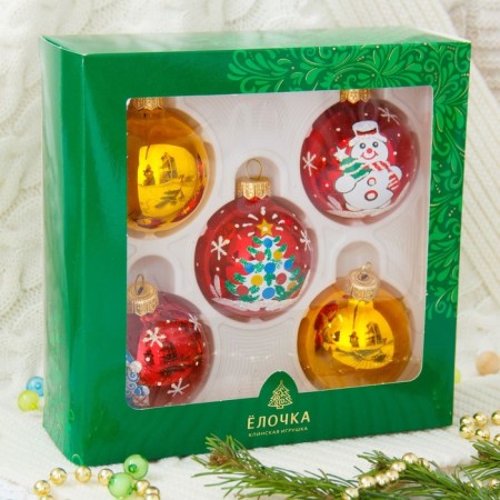 Set of New Year's balls "Magic" D-6 cm (set 5 pcs)-3