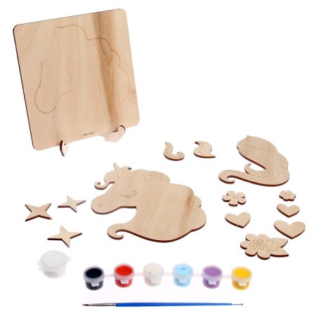 Set for creativity. Wood painting "Unicorn"-5