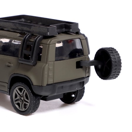 Metal car "Citicar", inertial, 1:32, doors open, light and sound effects, khaki color-4
