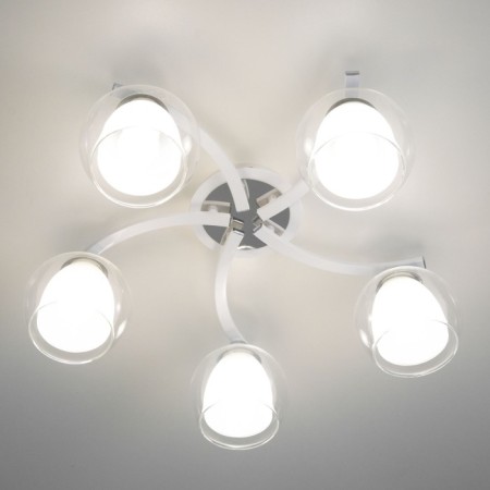 Ceiling chandelier Citilux "Christie" CL152150, 54x54x19 cm, 5x75W, E27, white color-4