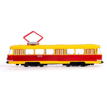 Metal machine "tram", light and sound effects, doors open, inertial, 18 cm-1