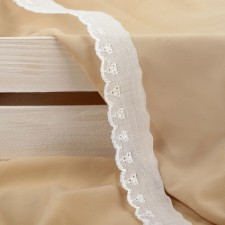 Lace embroidery, 25 mm × 13 ± 1 m, white color