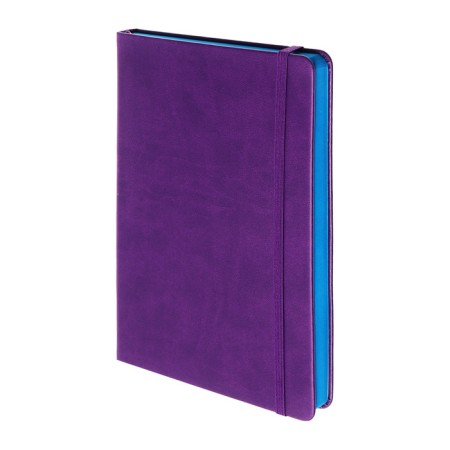 Leduced Diary A5, 140l, cage, leatherette, elastic band, blue cut, purple-1