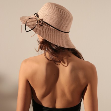 Hat with bowing minaku pink color, rr 56-58-1