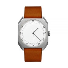 Men's watch, 4 x 4 cm, brown strap