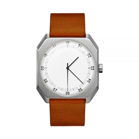 Men's watch, 4 x 4 cm, brown strap