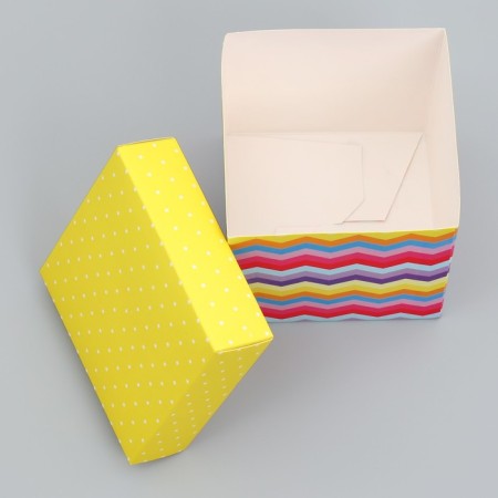 Gift folding box, packaging, “bright stripes”, 10 x 10 x 10 cm-3
