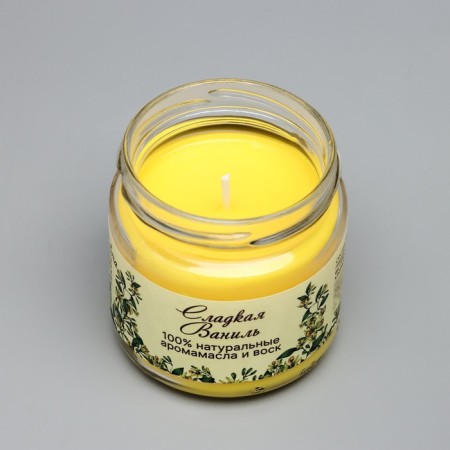 Natural eco candle "Sweet vanilla", 7x7.5 cm, yellow, 14 hours-3