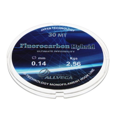 Monophile Flap ALLVEGA FLUOROCARBON HYBRID, diameter 0.14 mm, test 2.56 kg, 30 m, fluorocarbon 65%