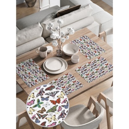Set of napkins for setting the table “Flight of butterflies”, rectangular, rounded edges, size 30x46 cm, 4 pcs-1