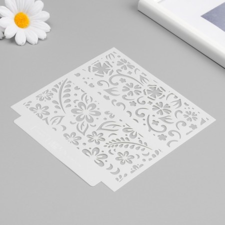 Stencil of background plastic "Flower" 13x13 cm-4