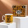 Ceramic mug with a spoon "Born to win", 350 ml, color orange color