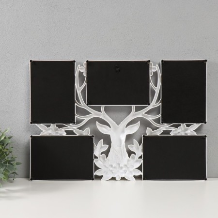 Photo frame plastic in 5 photos 10x15 "Noble deer" white 48x33x2.5 cm-2