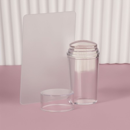 Stamping set, 2 items: a stamp with a lid, scraper, color transparent color-1
